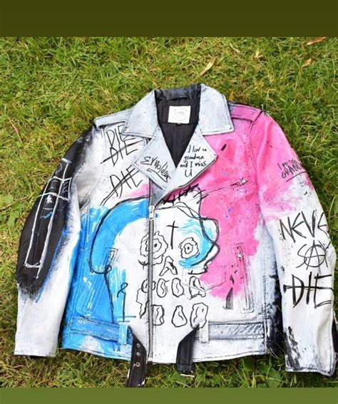 never say die jacket replica|Lil Peep Never Say Die Painted Jacket .